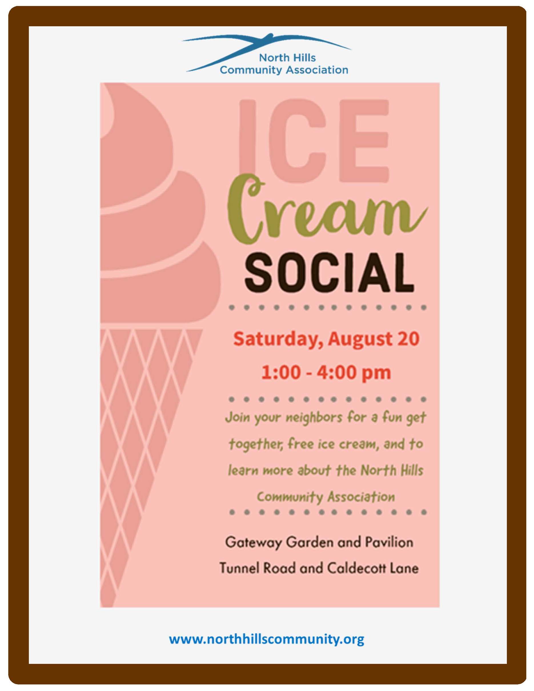 Ice Cream Social and Fundraiser 1-4 pm - North Hills Community Association